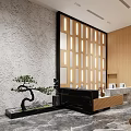 Modern Hotel Lobby Interior With Wooden Walls Reception Desk Marble Flooring And Seating Area