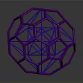 Abstract Geometric Structure With Purple And Blue Wireframe 3D Polyhedron Design 3d model