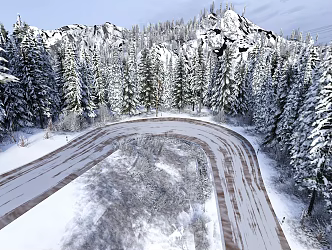 Snow Country Road 3d model