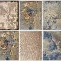 Collection of Square Rugs Featuring Abstract Textures Diverse Patterns and Multicolor Designs 3d model