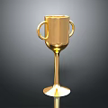 Golden Decorative Trophy With Two Handles And Tall Stem For Home Decor