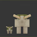Detailed Block Style Large And Small Dinosaur Model Figures With Green Moss And Orange Spines