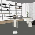 Modern Desk and Chair Combination Study Bookshelf Acrylic Table Foot Book Combination Chair 3d model