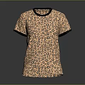 Short Sleeve T Shirt With Orange Base And Black Circular Patterns And Trim