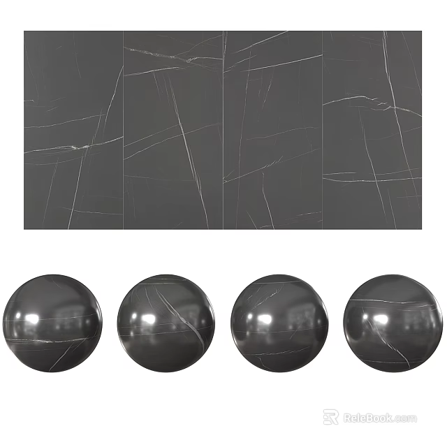 Black Spherical Components With Panel Structures And Linear Patterns 3d model