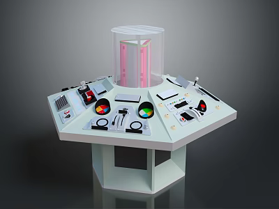 Space Mission Control Console With Multicolor Dials Buttons And Instrument Panels 3d model