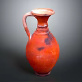 Red Vintage Pottery Jug With Handle Glazed Surface And Classic Design