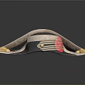 Vintage Military Style Hat With Black Body Gold Accents Red Emblem And Beige Trim