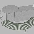 Front Desk Bar Bench Bar Chair Office Space Front Desk Curved Bench 3d model