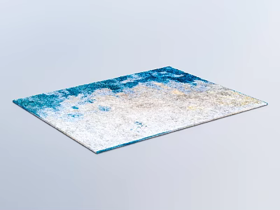 Square Rug With Blue And White Abstract Artistic Modern Interior Design 3d model