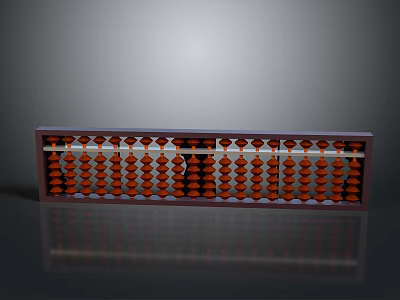 Classic Traditional Abacus Featuring Wooden Frame And Red Calculating Beads 3d model