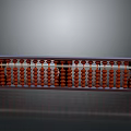 Classic Traditional Abacus Featuring Wooden Frame And Red Calculating Beads