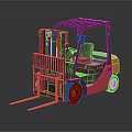 Orange And Gray Forklift With Cab Lifting Frame And Front Forks 3d model