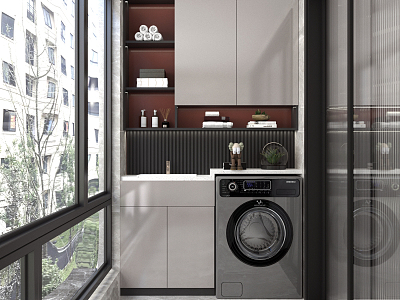 Modern Balcony Laundry Cabinet model