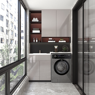 Modern Balcony Laundry Cabinet 3d model