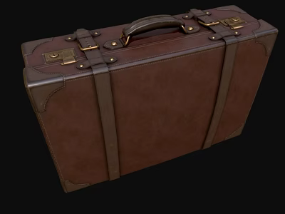 Vintage Brown Leather Suitcase With Metal Buckles And Straps Design 3d model Vintage Brown Leather Suitcase With Metal Buckles And Straps Design 3d model