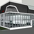 Audi Car Showroom Building With Modern Glass Facade And Exterior Design