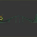 Fun Green Roller Coaster Track with Red Carriages as Amusement Equipment 3d model