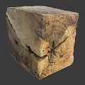 Natural Tree Timber Block With Visible Growth Rings And Surface Cracks 3d model