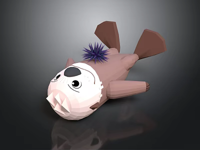 Cute Seal 3D Model With Brown Body White Face And Purple Sea Urchin On Back 3d model