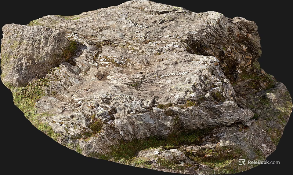 Scenic Natural Rugged Landscape With Moss Covered Rocks And Textured Surfaces 3d model 