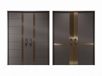 Modern double door entry door security door 3d model