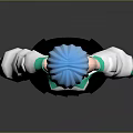 3D Humanoid Anime Character Design With Blue Hair White Top Black Skirt Green Accents