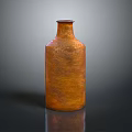 Textured Orange Copper Vase On Dark Reflective Surface With Smooth Gradient Background
