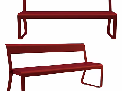 Modern Red Bench Design With Sleek Metal Frame And Comfortable Seat 3d model