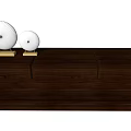 Modern Walnut Wood TV Stand With Drawers Glass Panel And Decorative Plates
