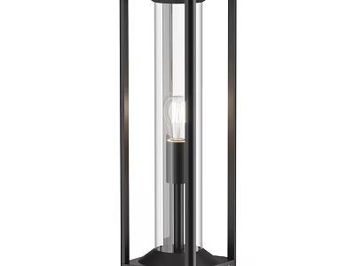 Stylish Outdoor Light With Black Metal Frame And Transparent Glass Design 3d model