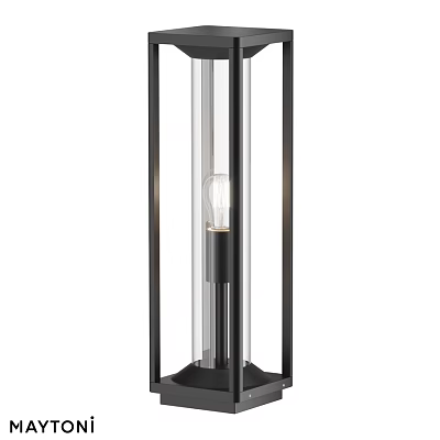 Stylish Outdoor Light With Black Metal Frame And Transparent Glass Design 3d model