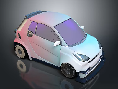 Small Sporty Car With Gradient Color 3D Rendered Exterior Stylish Wheels And Modern Windows 3d model