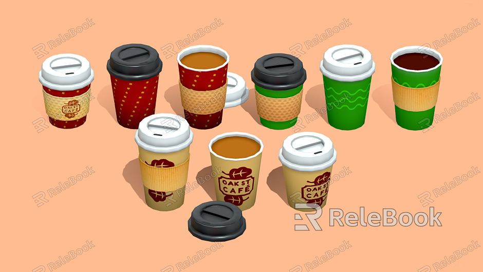 Modern Cup Cartoon Coffee Takeaway Coffee model