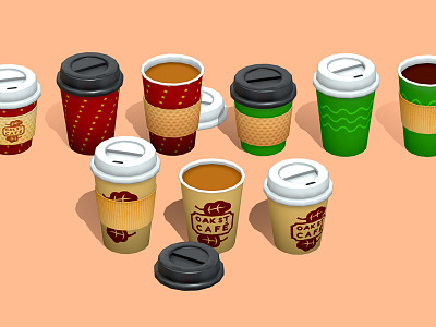 Modern Cup Cartoon Coffee Takeaway Coffee model