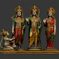 Traditional Colorful Deity Sculptures Handcrafted With Intricate Golden Decoration And Base