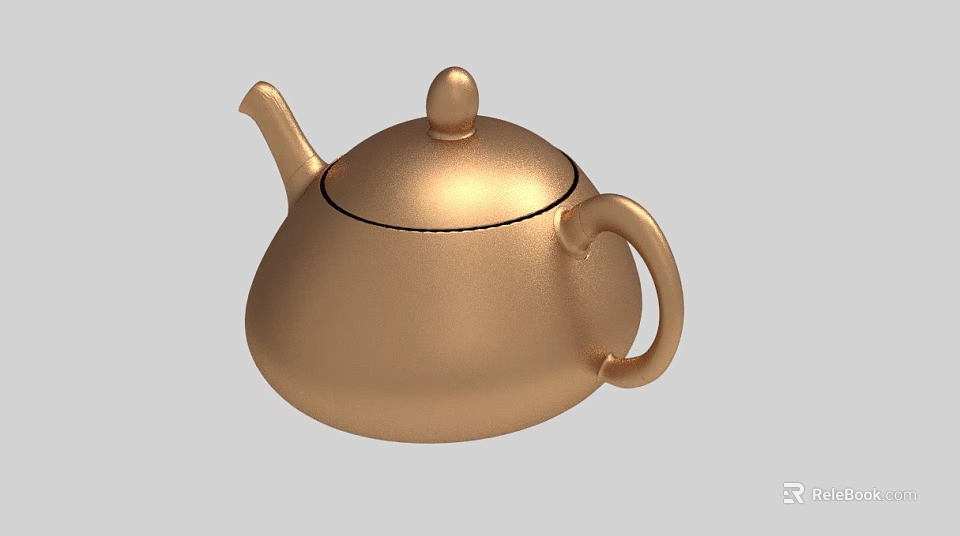 Golden Teapot With Modern Design And Shiny Metallic Finish For Tea Sets 3d model 