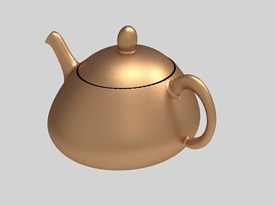 Golden Teapot With Modern Design And Shiny Metallic Finish For Tea Sets 3d model
