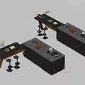 Modern Kitchen With Black Island Counter Bar Stools Sink And Stove