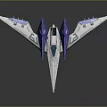 Futuristic Sci Fi Aircraft Model With Purple Silver Wings And Streamlined Design