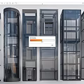 Modern Elevators Featuring Glass Panels And Metal Frame Structures In Various Styles 3d model