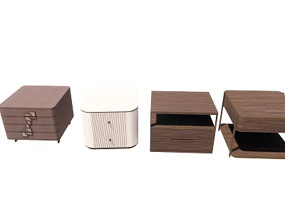 Modern Bedside Tables Featuring Various Designs Wooden White And Drawer Styles 3d model