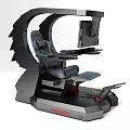 Black INBEM Gaming Workstation With Curved Design Monitor Chair And Keyboard Tray