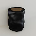 Black Modern Stool Featuring Textured Surface And Wooden Top Design