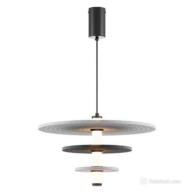 Modern Three Tier Circular Pendant Light With Textured Surface And Warm Illumination 3d model 