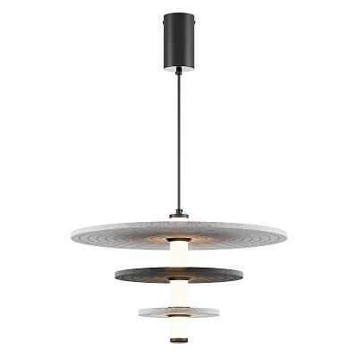 Modern Three Tier Circular Pendant Light With Textured Surface And Warm Illumination 3d model