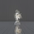Contemporary Sculpture Artwork With Transparent Base And Light Reflections On Gray Surface