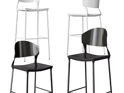 Modern Bar Stools With Black And White Sleek Design And Metal Frame 3d model