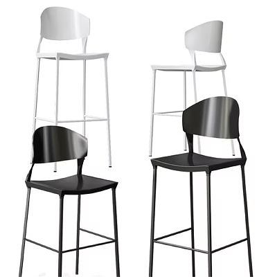 Modern Bar Stools With Black And White Sleek Design And Metal Frame 3d model