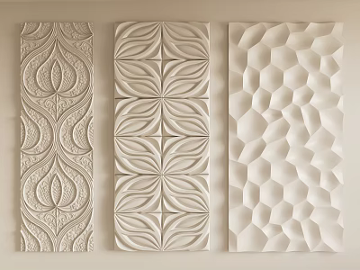 White Decorative Wall Panels With Various Intricate Patterns And Designs 3d model